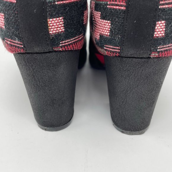 Bella Marie Womens Black Red Canvas Western Zip Up Heel Bootie Size 6.5 - Picture 7 of 13
